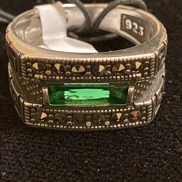 NWT Men’s Turkish 925 sterling emerald /marcasite ring